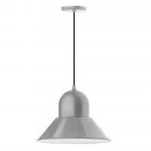  PEB125-49-C22-L13 - 16" Prima shade, LED Pendant with white and gray dot fabric cord and canopy, Painted Galvanized