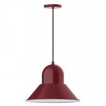  PEB125-55-C25-L13 - 16" Prima shade, LED Pendant with polished copper fabric cord and canopy, Barn Red