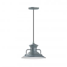 Montclair Light Works PEB142-40-C24-L12 - 12" Homestead shade, LED Pendant with cool tweed fabric cord and canopy, Slate Gray