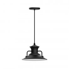 Montclair Light Works PEB142-41-C12-L12 - 12" Homestead shade, LED Pendant with gray solid fabric cord and canopy, Black