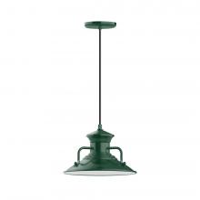 Montclair Light Works PEB142-42-C26-L12 - 12" Homestead shade, LED Pendant with ivory fabric cord and canopy, Forest Green