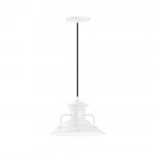 Montclair Light Works PEB142-44-C02-L12 - 12" Homestead shade, LED Pendant with black solid fabric cord and canopy, White