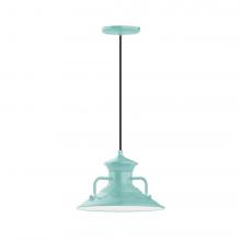 Montclair Light Works PEB142-48-C24-L12 - 12" Homestead shade, LED Pendant with cool tweed fabric cord and canopy, Sea Green