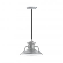 Montclair Light Works PEB142-49-C12-L12 - 12" Homestead shade, LED Pendant with gray solid fabric cord and canopy, Painted Galvanized