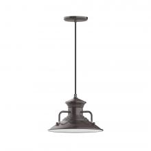 Montclair Light Works PEB142-51-C12-L12 - 12" Homestead shade, LED Pendant with gray solid fabric cord and canopy, Architectural Bronze