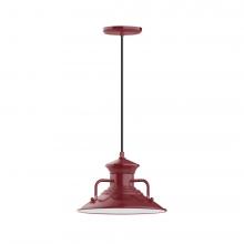 Montclair Light Works PEB142-55-C12-L12 - 12" Homestead shade, LED Pendant with gray solid fabric cord and canopy, Barn Red