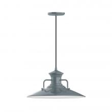 Montclair Light Works PEB143-40-C21-L13 - 18" Homestead shade, LED Pendant with white cord and canopy, Slate Gray