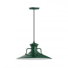Montclair Light Works PEB143-42-C21-L13 - 18" Homestead shade, LED Pendant with white cord and canopy, Forest Green