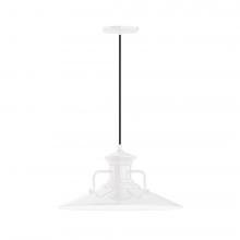 Montclair Light Works PEB143-44-C02-L13 - 18" Homestead shade, LED Pendant with black solid fabric cord and canopy, White