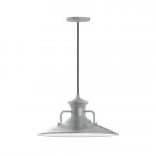 Montclair Light Works PEB143-49-C21-L13 - 18" Homestead shade, LED Pendant with white cord and canopy, Painted Galvanized