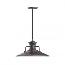 Montclair Light Works PEB143-51-L13 - 18" Homestead shade, LED Pendant with black cord and canopy, Architectural Bronze
