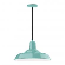 Montclair Light Works PEB185-48-C26-L13 - 18" Warehouse shade, LED Pendant with ivory fabric cord and canopy, Sea Green