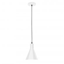 Montclair Light Works PEB416-44-C02-L10 - 8" J-Series shade, black solid fabric cord with canopy, White