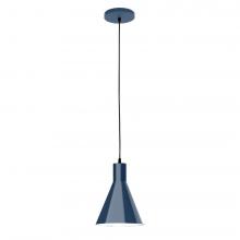 Montclair Light Works PEB416-50-C25-L10 - 8" J-Series shade, polished copper fabric cord with canopy, Navy