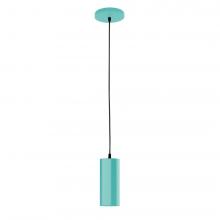 Montclair Light Works PEB418-48-C25-L10 - 3.5" J-Series shade, polished copper fabric cord with canopy, Sea Green