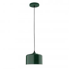 Montclair Light Works PEB419-42-C25-L10 - 8.5" J-Series shade, polished copper fabric cord with canopy, Forest Green