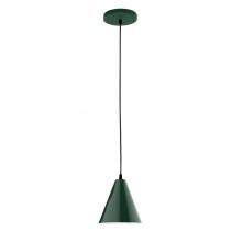 Montclair Light Works PEB420-42-C25-L10 - 8" J-Series shade, polished copper fabric cord with canopy, Forest Green