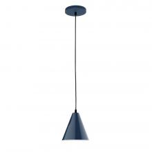 Montclair Light Works PEB420-50-C02-L10 - 8" J-Series shade, black solid fabric cord with canopy, Navy