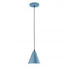 Montclair Light Works PEB420-54-C25-L10 - 8" J-Series shade, polished copper fabric cord with canopy, Light Blue