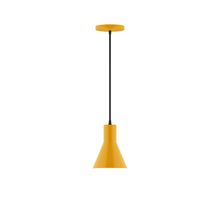  PEB436-21-C25-L10 - 6" Axis Flared Cone LED Pendant, polished copper fabric cord with canopy, Bright Yellow