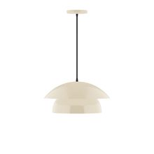 Montclair Light Works PEBX446-16-C25-L12 - 16" Nest LED Pendant, polished copper fabric cord with canopy, Cream