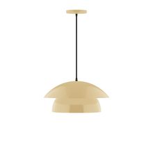 Montclair Light Works PEBX446-17-C25-L12 - 16" Nest LED Pendant, polished copper fabric cord with canopy, Ivory