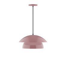 Montclair Light Works PEBX446-20-C22-L12 - 16" Nest LED Pendant, white and gray dot fabric cord with canopy, Mauve