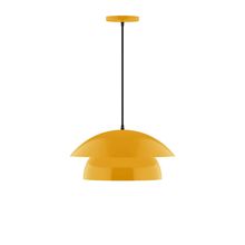 Montclair Light Works PEBX446-21-C26-L12 - 16" Nest LED Pendant, ivory fabric cord with canopy, Bright Yellow