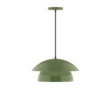 Montclair Light Works PEBX446-22-C26-L12 - 16" Nest LED Pendant, ivory fabric cord with canopy, Fern Green