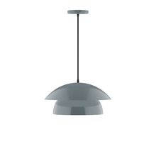 Montclair Light Works PEBX446-40-C16-L12 - 16" Nest LED Pendant, navy mini tweed fabric cord with canopy, Slate Gray