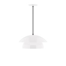  PEBX446-44-C22-L12 - 16" Nest LED Pendant, white and gray dot fabric cord with canopy, White