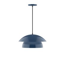 Montclair Light Works PEBX446-50-C24-L12 - 16" Nest LED Pendant, cool tweed fabric cord with canopy, Navy