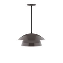  PEBX446-51-C02-L12 - 16" Nest LED Pendant, black fabric cord with canopy, Architectural Bronze