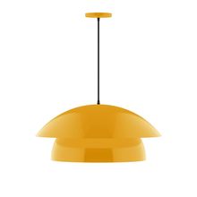  PEBX447-21-C02-L13 - 24" Nest LED Pendant, black fabric cord with canopy, Bright Yellow