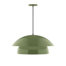  PEBX447-22-C16-L13 - 24" Nest LED Pendant, navy mini tweed fabric cord with canopy, Fern Green