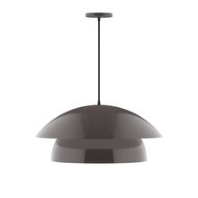  PEBX447-51-C04-L13 - 24" Nest LED Pendant, black and white houndstooth fabric cord with canopy, Architectural Bronze