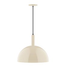  PEBX472-16-C23-L13 - 18" Stack Dome LED Pendant, red and white zigzag fabric cord with canopy, Cream