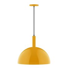  PEBX472-21-C04-L13 - 18" Stack Dome LED Pendant, black and white houndstooth fabric cord with canopy, Bright Yellow