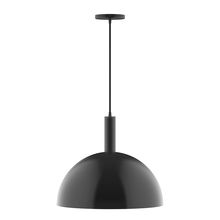  PEBX472-41-C25-L13 - 18" Stack Dome LED Pendant, polished copper fabric cord with canopy, Black