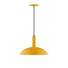  PEBX476-21-C12-L13 - 16" Stack Half Dome LED Pendant, gray fabric cord with canopy, Bright Yellow