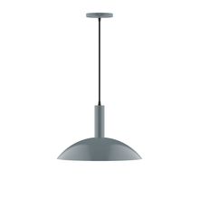  PEBX476-40-C22-L13 - 16" Stack Half Dome LED Pendant, white and gray dot fabric cord with canopy, Slate Gray