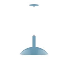  PEBX476-54-C24-L13 - 16" Stack Half Dome LED Pendant, cool tweed fabric cord with canopy, Light Blue