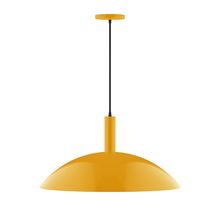  PEBX477-21-C16-L14 - 24" Stack Half Dome LED Pendant, navy mini tweed fabric cord with canopy, Bright Yellow