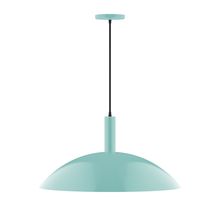  PEBX477-48-C24-L14 - 24" Stack Half Dome LED Pendant, cool tweed fabric cord with canopy, Sea Green