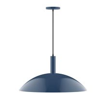  PEBX477-50-C22-L14 - 24" Stack Half Dome LED Pendant, white and gray dot fabric cord with canopy, Navy