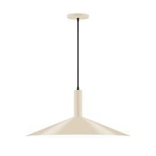  PEBX478-16-C01-L10 - 24" Stack Shallow Cone LED Pendant, brown and ivory houndstooth fabric cord with canopy, Cream