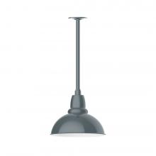 Montclair Light Works STA106-40-W12-L12 - 12" Cafe shade, stem mount LED Pendant with canopy with wire grill, Slate Gray