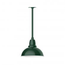 Montclair Light Works STA106-42-W12-L12 - 12" Cafe shade, stem mount LED Pendant with canopy with wire grill, Forest Green