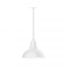 Montclair Light Works STA106-44-W12-L12 - 12" Cafe shade, stem mount LED Pendant with canopy with wire grill, White