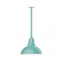 Montclair Light Works STA106-48-W12-L12 - 12" Cafe shade, stem mount LED Pendant with canopy with wire grill, Sea Green